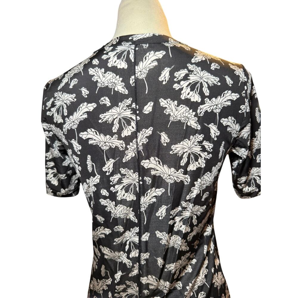 Rag & Bone Black & White Botanical Print Stretch Knit Tee, Women's Size Small - Picture 5 of 7